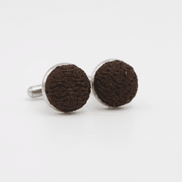Bouton de manchette Grenadine de soie Chocolat