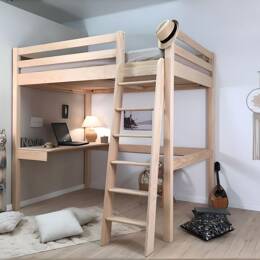 Lit mezzanine avec bureau en 140 ANETO