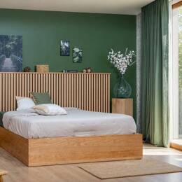Lit coffre ULYSSE en pin massif – grand espace de rangement et f