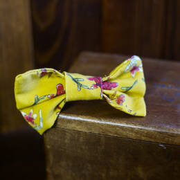 Petit noeud Elena - Motif fleuri fond jaune