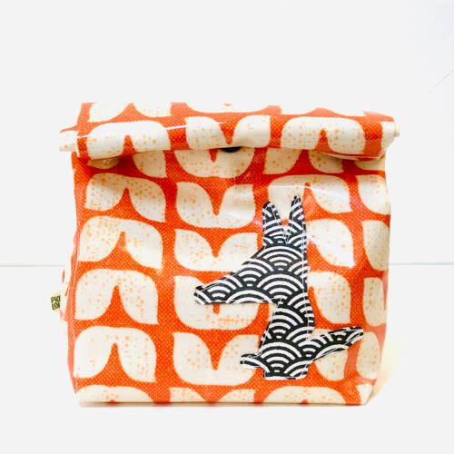Lunch-bag enduit orange graphique
