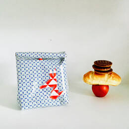 Lunch bag enduit bleu et rouge