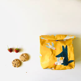 Lunch bag en tissu enduit jaune oiseaux