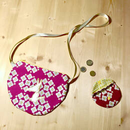 Sac à main enfant et son porte-monnaie rose et jaune doré