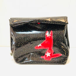 Lunch-bag enduit noir pailleté doré