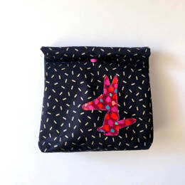 Lunch bag enduit noir doré rose