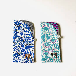 Etui à lunettes oiseaux bleu et vert turquoise
