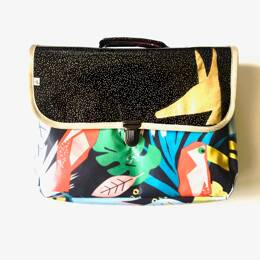 Cartable maternelle léger Noir Pailleté Doré Jungle