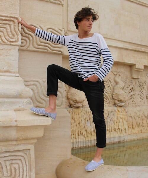 Les espadrilles Espigas, bleu marinière, fabriquées en France.