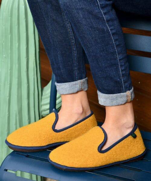 Chaussons Made in France orange fabriqué par Sobask.