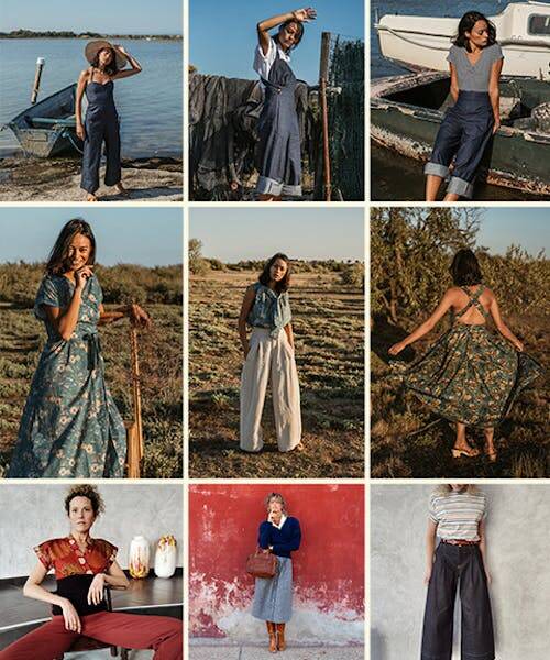 Sélection de vêtements Atelier Tiket : Robes, pantalon, jeans, etc. fabriqués en France.