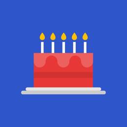Icone d'un gâteau d'anniversaire avec cinq bougies.