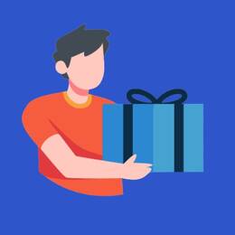 Icone d'un papa recevant un cadeau pour la fête des pères.