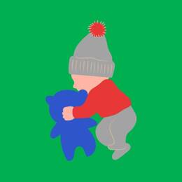 Icone d'un bébé tenant son nounours.