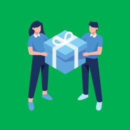 Icone d'un couple portant un cadeau qu'il leur a été offert.
