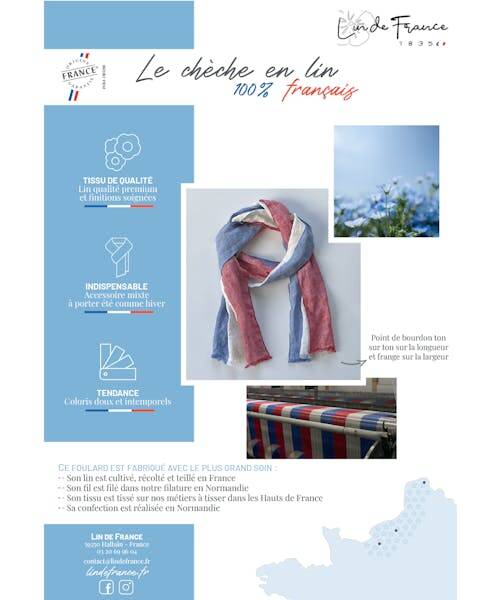 Présentation de la fabrication d'un chèche français Lin de France.