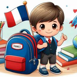 Garçon équipé en made in France pour sa rentrée des classes.
