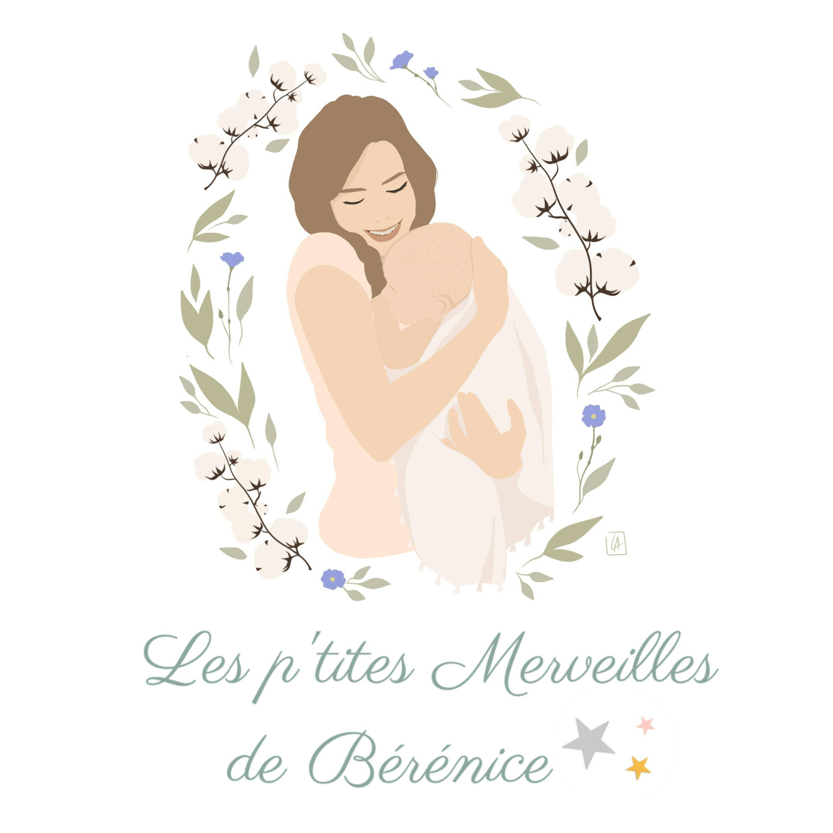 Logo de la marque Les p’tites Merveilles de Bérénice, fabricant textile et accessoires pour bébé fabriqués en France.