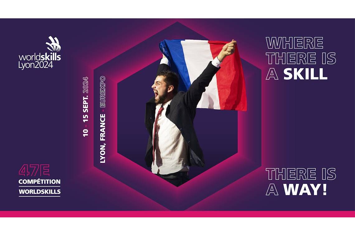 Affiche des WorldSkills 2024 qui auront lieu à Lyon.