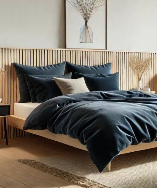 Parure de lit verte fabriquée en France par la marque Houz’Bed.