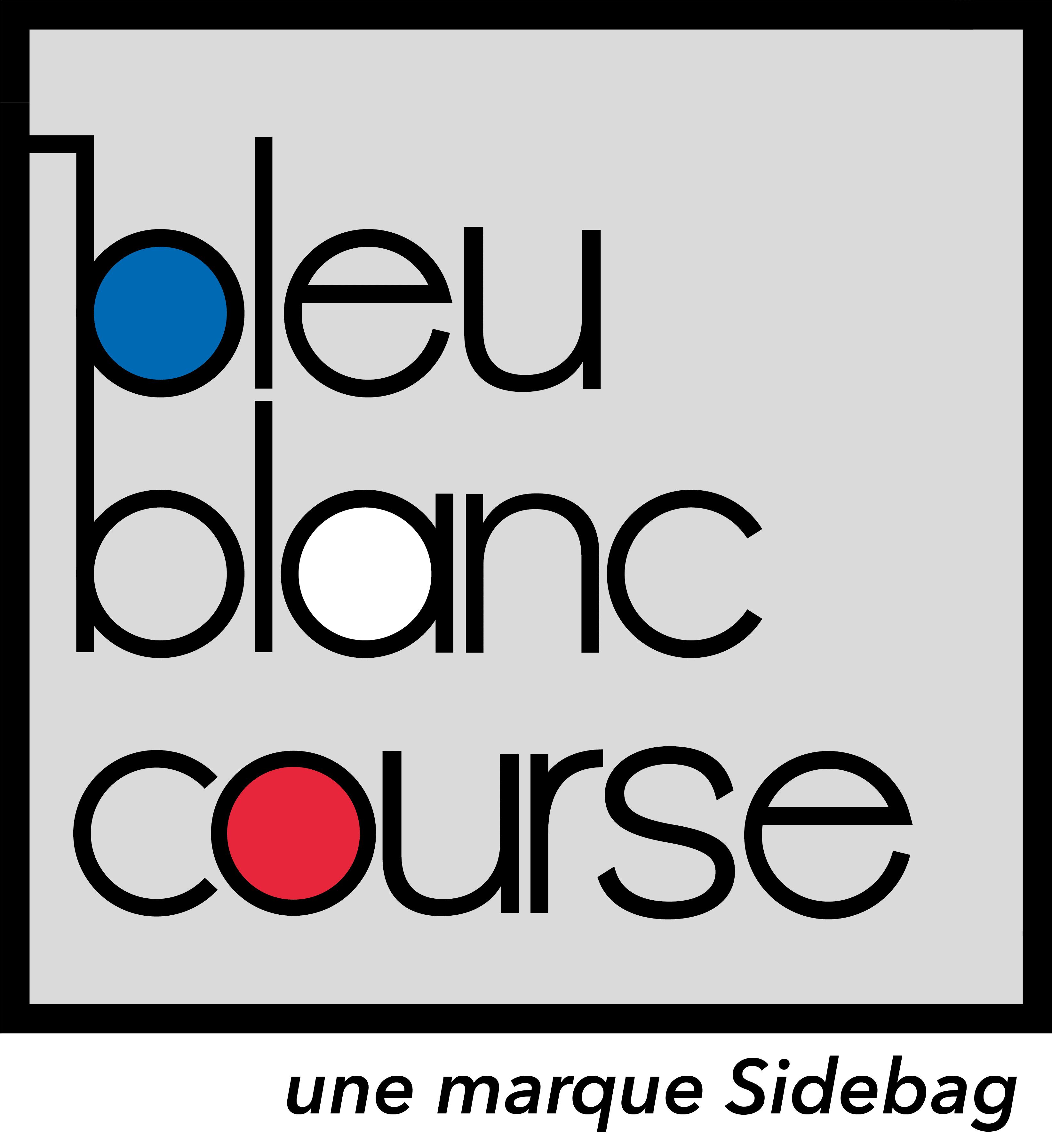 Logo de la marque Bleu blanc course de Sidebag fabricant de chariots de courses fabriqués en France.