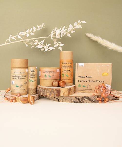 Photo de la gamme de produits cosmétiques fabriqués en France par Comme Avant.