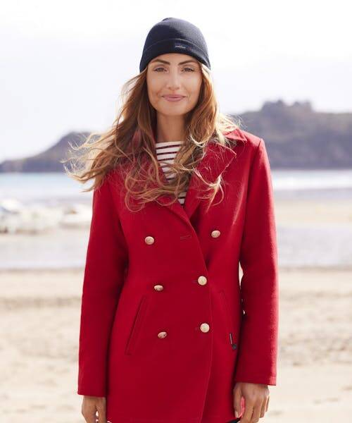 Caban rouge pour femme cintré Dalmard Marine. Blousons, vestes, cabans, manteaux, kabig 