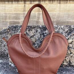 Sac Cabas en Cuir Marron Grainé - Hermine