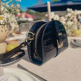 Sac en Cuir Noir Effet Crocodile - Nathalie Taille S