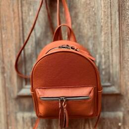 Sac à Dos en Cuir Grainé Marron Argile - Céleste