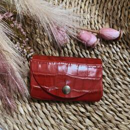 Porte-Monnaie Cuir Rouge Effet Croco - Mathilde