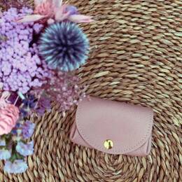 Porte-Monnaie Cuir Rose Poudré Grainé - Mathilde