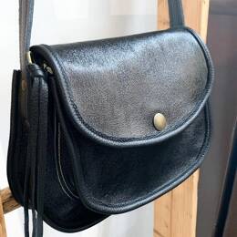 Sac en Cuir Noir Brillant - Marie
