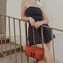 Sac Baguette en Cuir Grainé Argile - Isaure