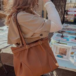 Sac Cabas en Cuir Camel - Eva