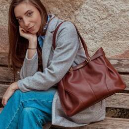 Sac Cabas en Cuir Marron Chocolat - Eva