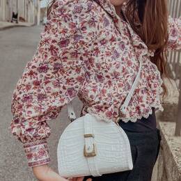 Sac en Cuir Blanc Effet Crocodile - Nathalie Taille S