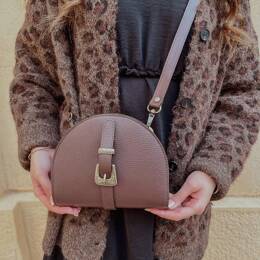 Sac en Cuir Marron Chocolat - Nathalie Taille S