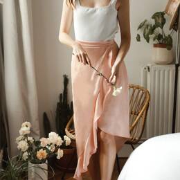 Jupe longue fendue Arum rose - 100% viscose soyeuse