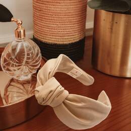 Serre-tête nœud - Beige Sable coton - En stock