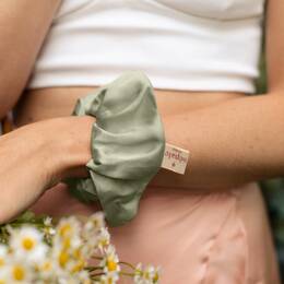 Chouchou vert tilleul - 100% viscose soyeuse - En stock