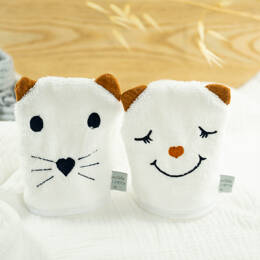 Lot de 2 gants d'apprentissage animaux brodés - Camel