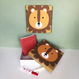 Coffret cadeau toile + Livre coloriage + feutres - LION