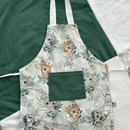 Tablier de cuisine enfant - safari/thym