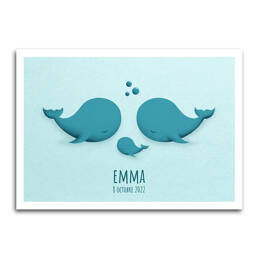 Affiche Baleines - Fond Couleur