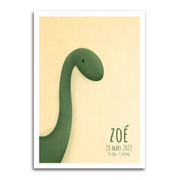 Affiche Tête Diplodocus - Fond Couleur