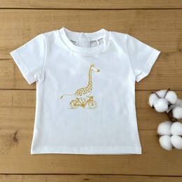 T-Shirt Bébé Girafe à Vélo
