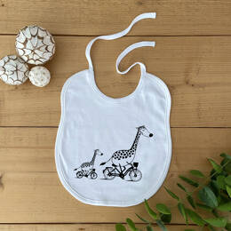 Bavoir Bébé Famille Girafes à Vélo