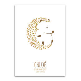 Affiche Hérisson en Boule - Beige