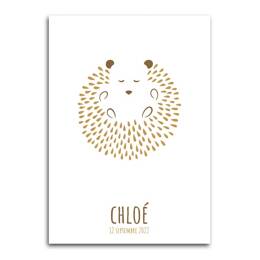 Affiche Hérisson Couché - Beige